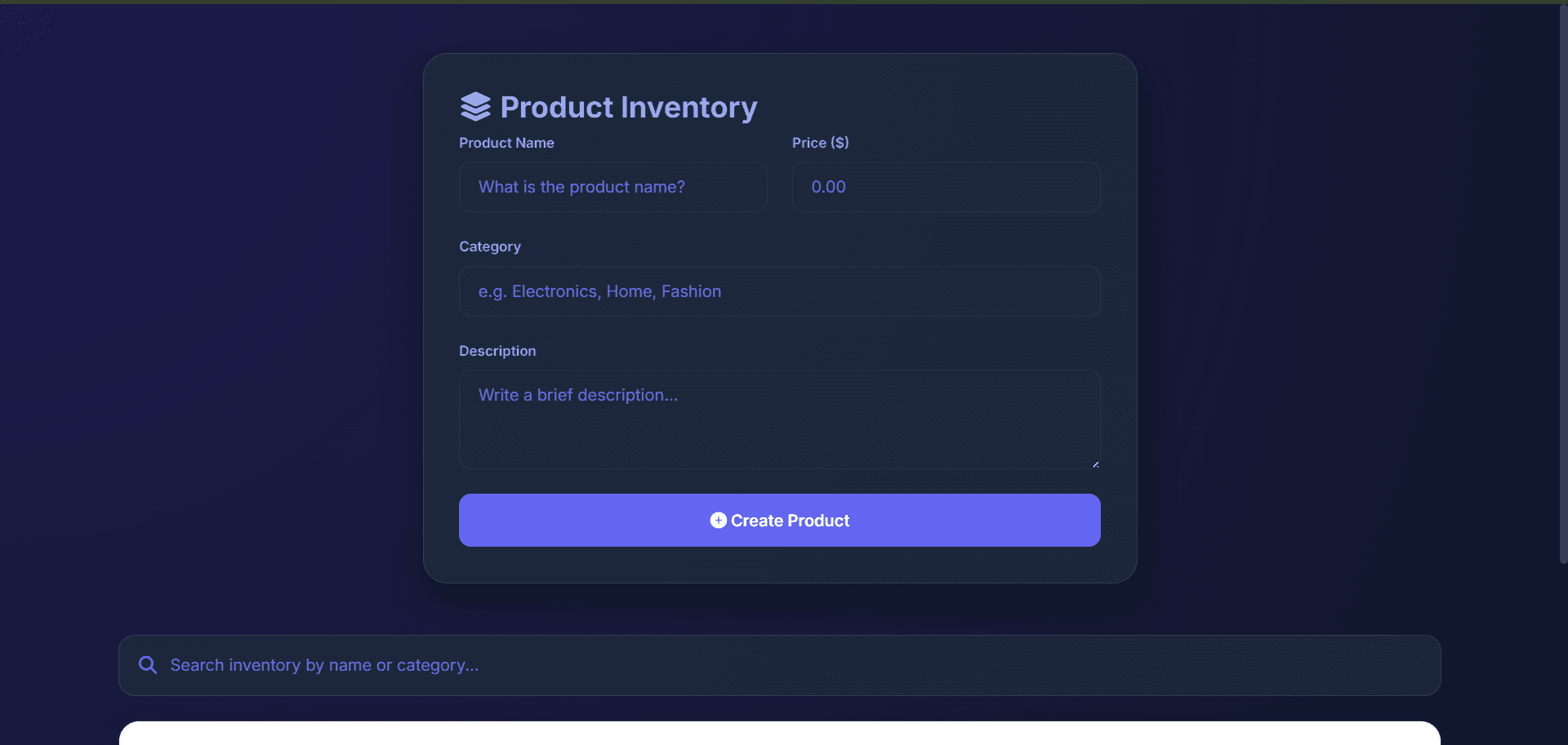 Screenshot of CRUD System project