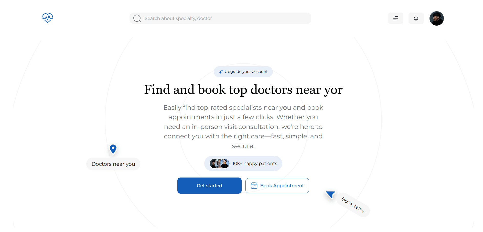 Screenshot of Cure Booking App project