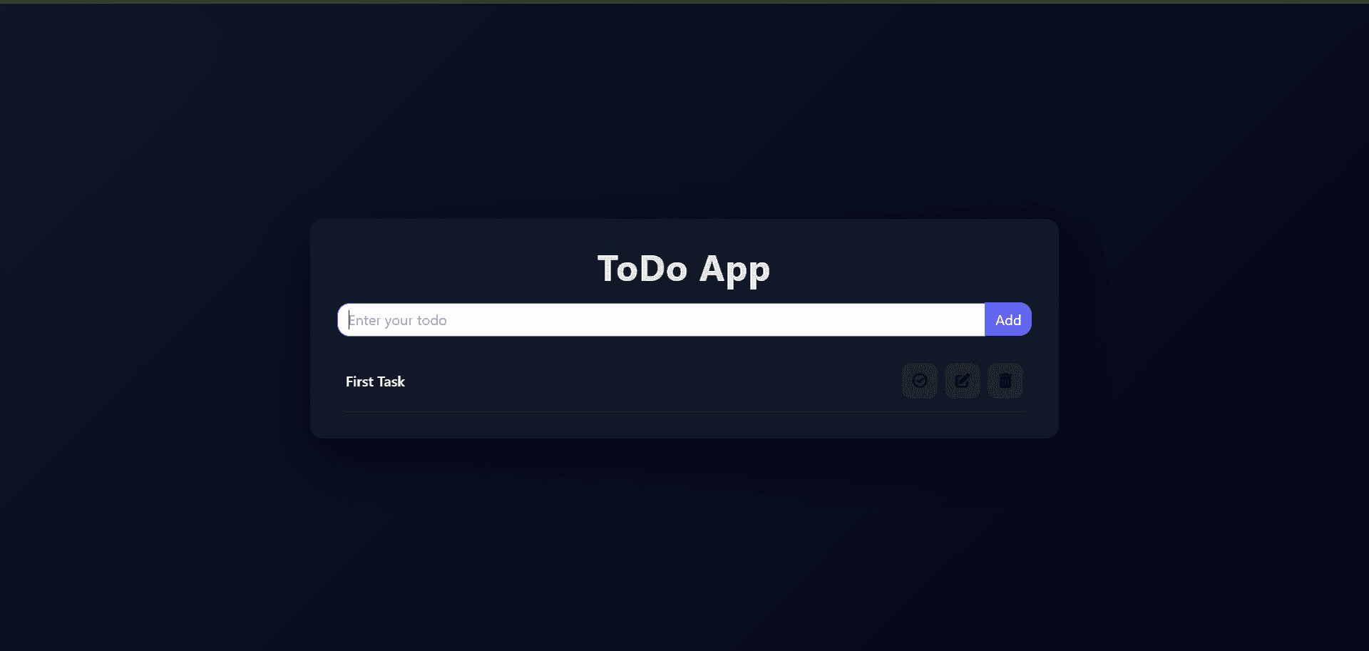 Screenshot of ToDo App project